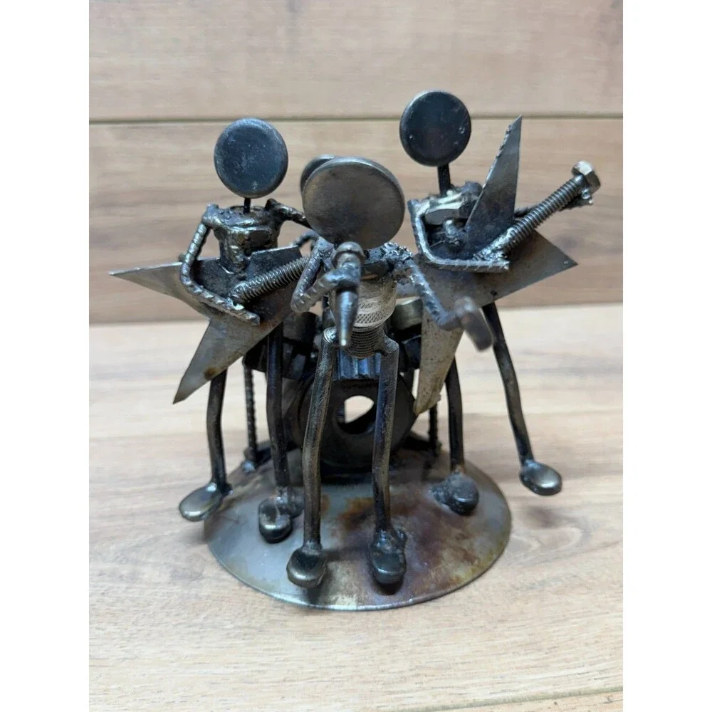 Metal Nuts and Bolts 4 Piece Rock Band Sculpture Figurine Steampunk